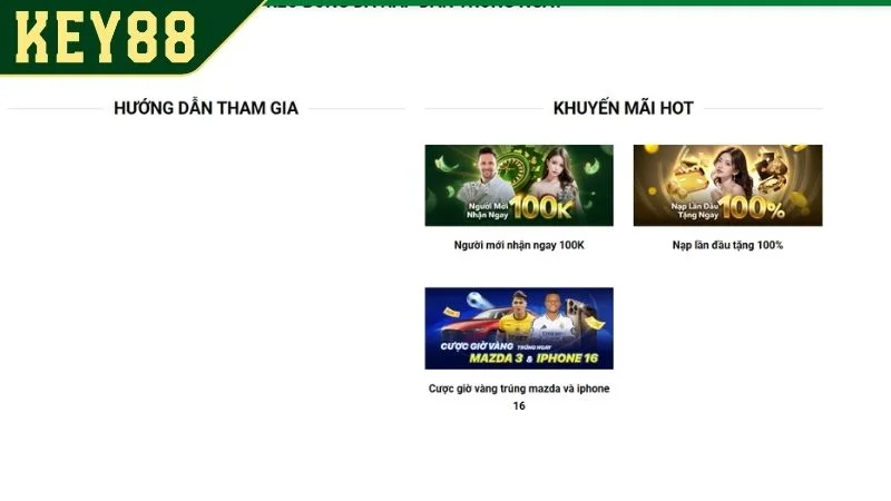 Nhà cái KEY88 tung ra các khuyến mãi khủng giúp người chơi gia tăng giá trị thưởng