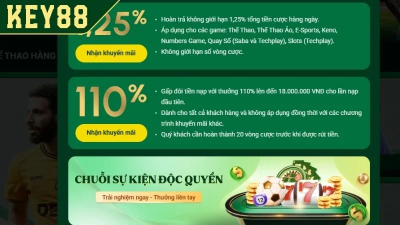 Thể Thao KEY88 - Nền Tảng Số 1 Cho Bet Thủ Chuyên Nghiệp Những khuyến mãi hấp dẫn dành cho sảnh thể thao KEY88